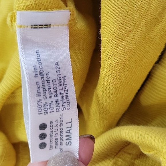 THREE DOTS Yellow Wide-Leg Pants with Pom-Pom Trim Size Small - Picture 8 of 9